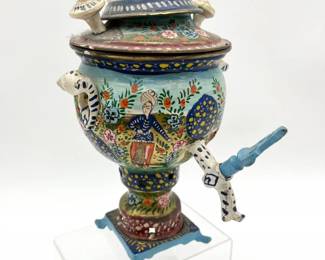 187 MiniatureHandPaintedBrassSamovar