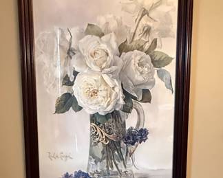 Watercolor Painting of White Roses in a Pitcher by Paul de Longpré