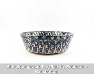 Blue Spongeware Pie Plate by Robinson  Ransbottom