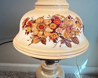 Vintage L&L WMC "Gone With The Wind" Style Floral Hurricane Lamp