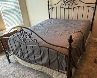 Full-Size Ornate Metal Bed Frame with Scrollwork