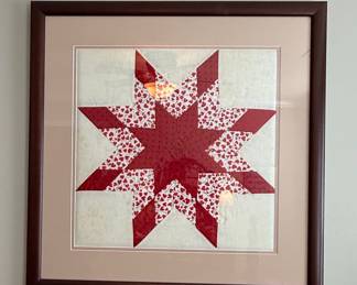 Framed "Friendship Star" Quilt Block with Hearts and Arrows Fabric