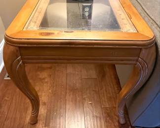 Vintage French Provincial Style End Table with Glass Top