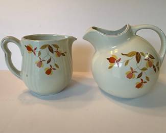 Hall's Superior Quality Kitchenware Autumn Leaf Creamer and Pitcher Set