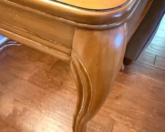 Vintage French Provincial Style End Table with Glass Top