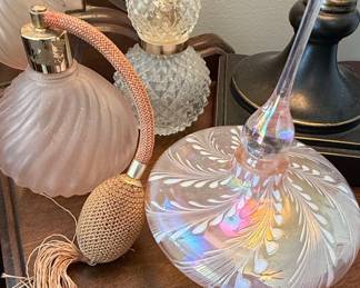 Assorted Vintage Perfume Bottles with Art Glass and Atomizer