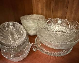 Pressed Glass Tableware Set - Star of David Pattern