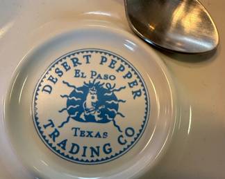 Desert Pepper Co. El Paso Texas Trading Ceramic Coffee Cups and Saucers with Spoons