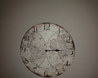 Vintage World Map Wall Clock with Religious Inscription