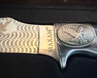 Maxam Eagle Damascus Steel Folding Knife with Presentation Box