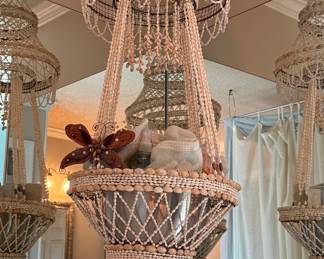 Vintage Seashell Chandelier Hanging Plant Basket