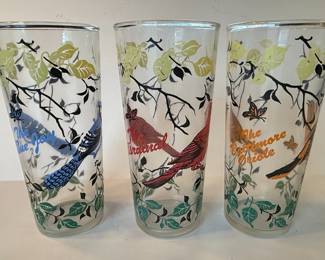 Set of 3 Vintage Hazel Atlas "Birds in Flight" Tumbler Glasses