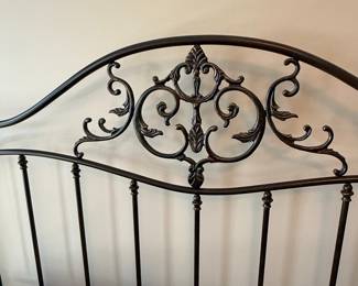 Full-Size Ornate Metal Bed Frame with Scrollwork