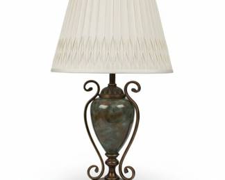 Vintage Art Nouveau Table Lamp with Pleated Shade