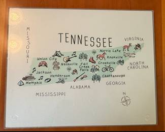 Tennessee Map Decorative Glass Cutting Board