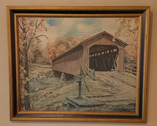 Covered Bridge with Water Pump Painting by A. Bertram