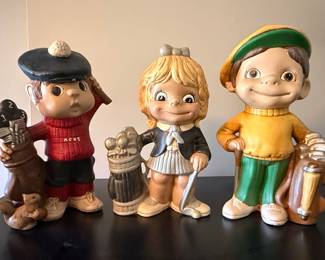 Vintage Ceramic Golfing Children Figurines Set