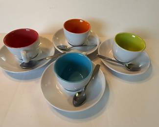Desert Pepper Co. El Paso Texas Trading Ceramic Coffee Cups and Saucers with Spoons