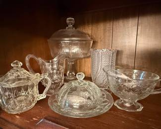 Pressed Glass Tableware Set - Star of David Pattern