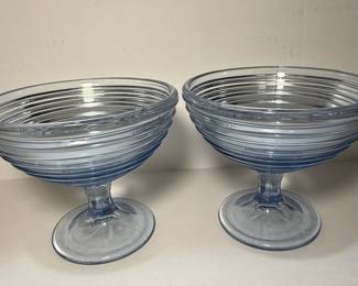 Anchor Hocking Park Avenue Blue Footed Compote Dish