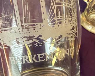 Set of 3 Etched Glass Mugs with Historical Ships: The Nina, Brig, and Barkentine