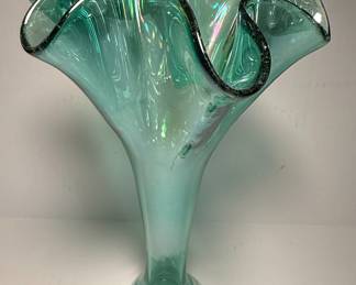 Art Glass Ruffled Vase - Murano Style