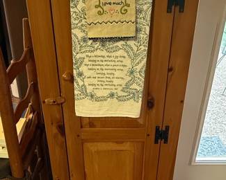 Antique Pine Corner Cabinet with Glassware