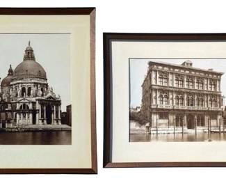 Two Italian Architectural Sepia Photographic Prints