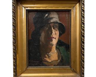 Petite 1920s Oil Painting Portrait of a Woman