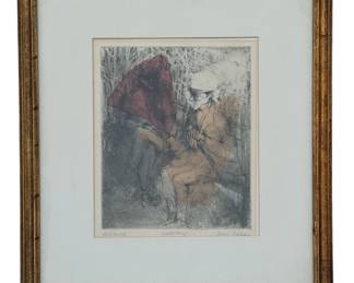 Brutalist Artist Proof Lithograph After JEAN JANSEM (French-Armenian, 1920-2013), "Park Bench"