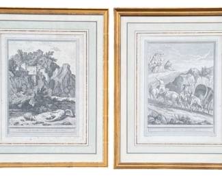 Two Fable Engravings by J.B OUDRY