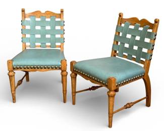 Pair Swedish Leather Lounge Chairs 
