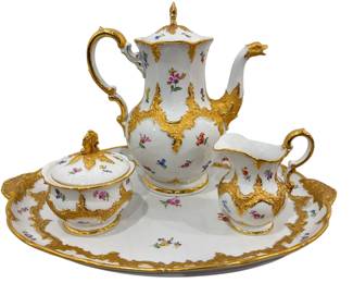 Four Piece MEISSEN Gold Gilt Coffee Service