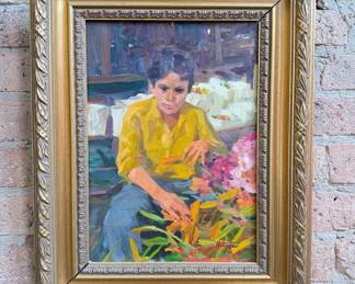 DAVID HETTINGER (American, B. 1946) Oil Painting of Young Boy