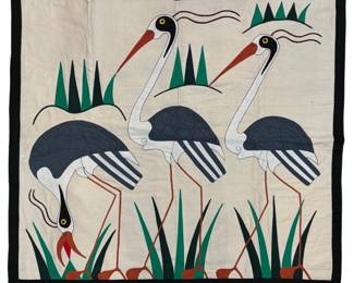 Egyptian Crane Tapestry Textile 