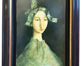 GEORGES MAZILU (Romanian/French, b. 1951) Acrylic Painting Portrait of a Girl