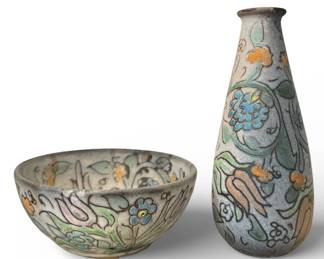 Set of Arts & Crafts Relief Pottery