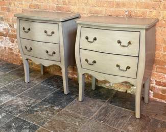 Pair Petite Gray Bombay Nightstands 