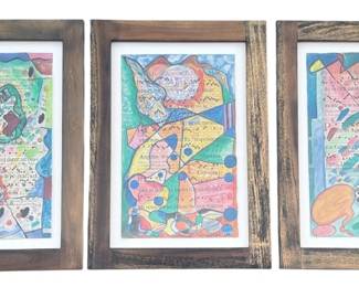 Three ITALO SCANGA (Italian-American, 1932-2001) Mixed Media Paintings