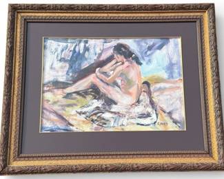Mid Century Nude Woman Oil Painting