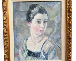 ALBERT KREHBIEL (American, 1873-1945), "A Very Serious Beauty" Oil Painting Portrait