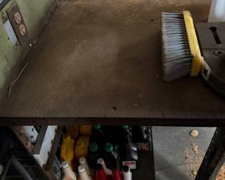 Metal shop table with electrical outlets 