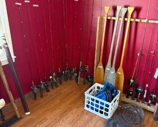 Rods, reels and boat paddles