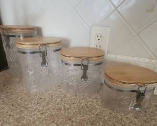 Wheaton Frosted Glass Canister Set with Fruit Motif