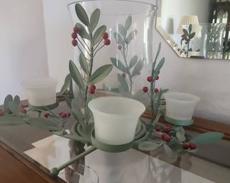 Dennis East International Holly Berry Hurricane Candle Holder