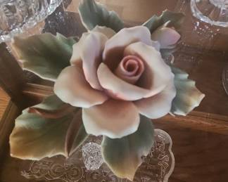 Capodimonte Porcelain Rose Figurine