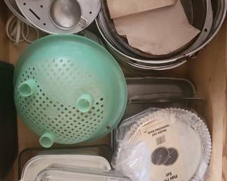 Assorted Kitchenware Lot with Vintage Tupperware Colander