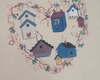 Hand-Painted Wooden Children's Chair with Birdhouse Motif