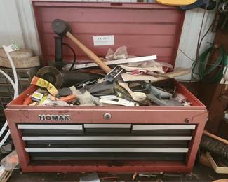 Vintage Homak 5-Drawer Metal Toolbox with Tools