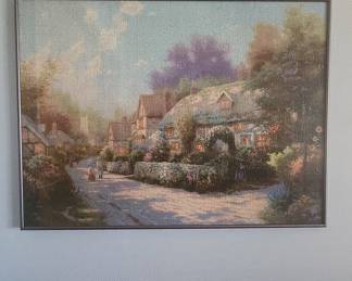 Thomas Kinkade "Cobblestone Village" Framed Art Print